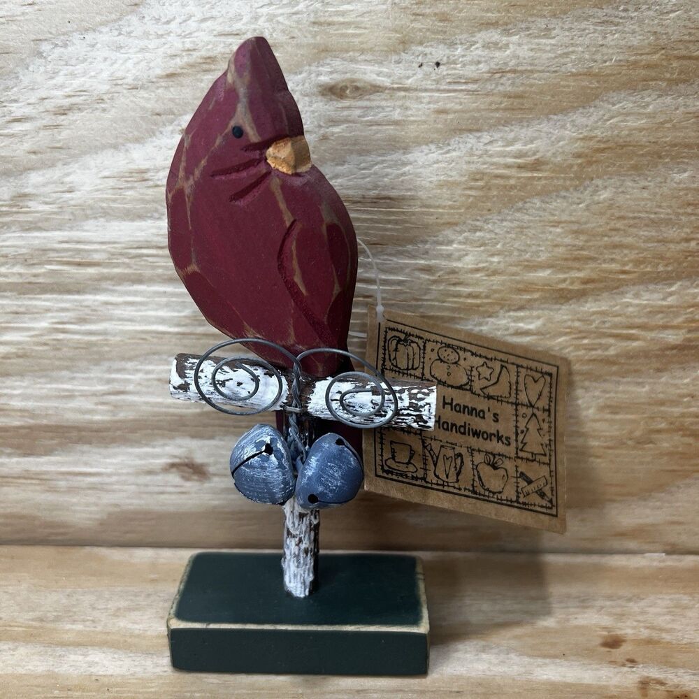 Hanna's Handiworks Wooden Cardinal Figurine Country Decor (New with Tags)